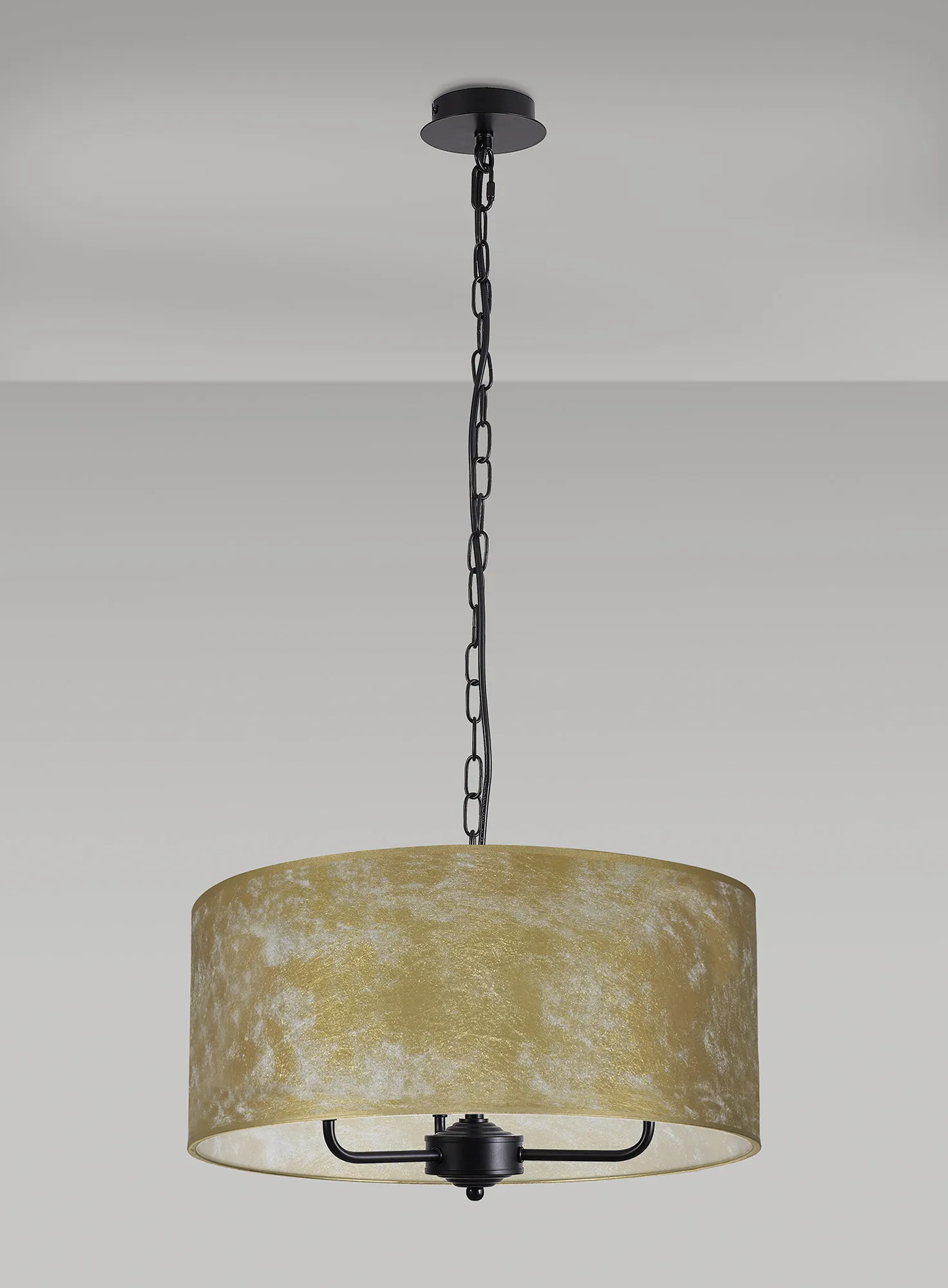 Banyan 50cm 3 Light Pendant Matt Black, Gold Leaf DK1041  Deco Banyan MB GL